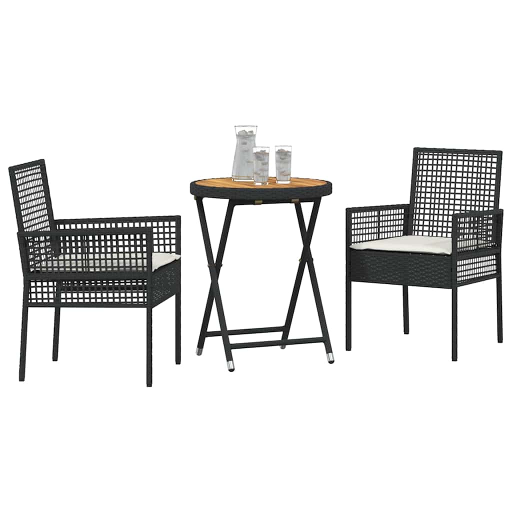 Garten Bistro Set 3 pcs Schwarz Poly-Rattan
