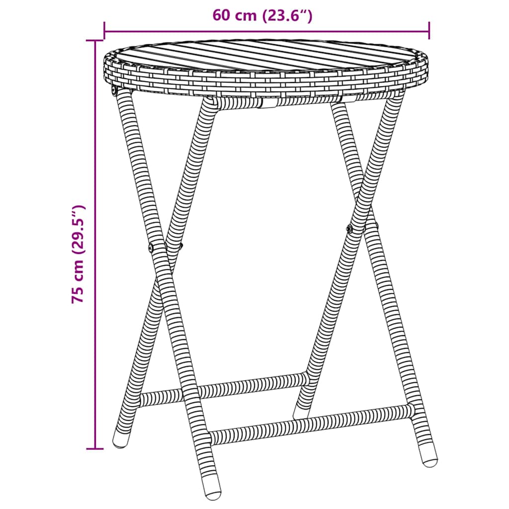 Garten Bistro Set 3 pcs Schwarz Poly-Rattan