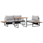 Garten Essgruppe 3 pcs Hellgrau Stahl