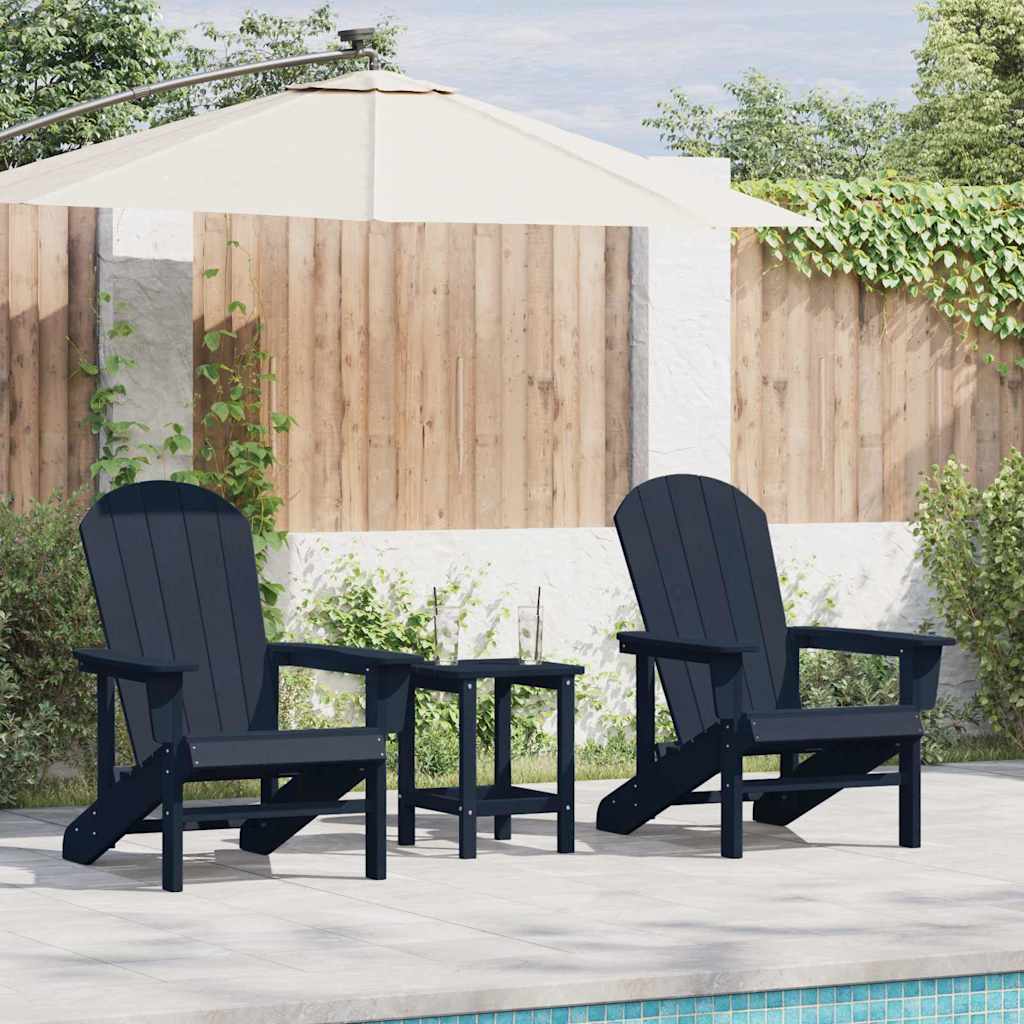 Gartenstuhl 3 pcs Marineblau Polyethylen