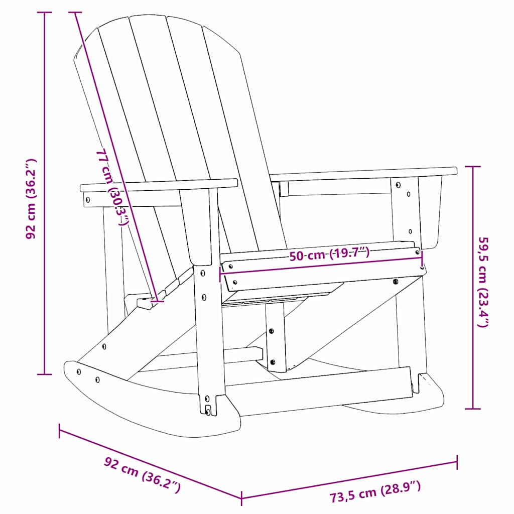Adirondack Schaukelstühle 2 pcs Weiß HDPE