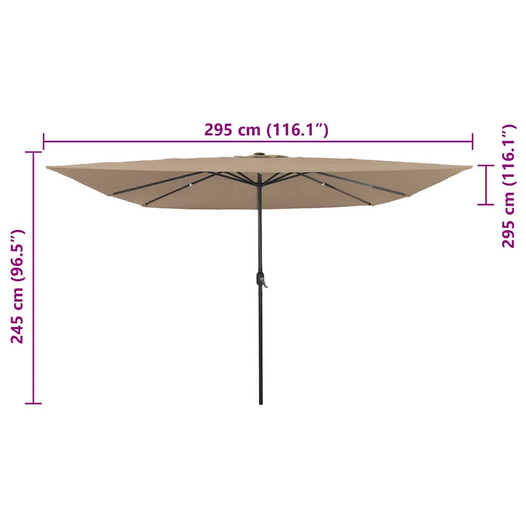 Garten-Sonnenschirm Taupe 295 x 295 x 245 cm