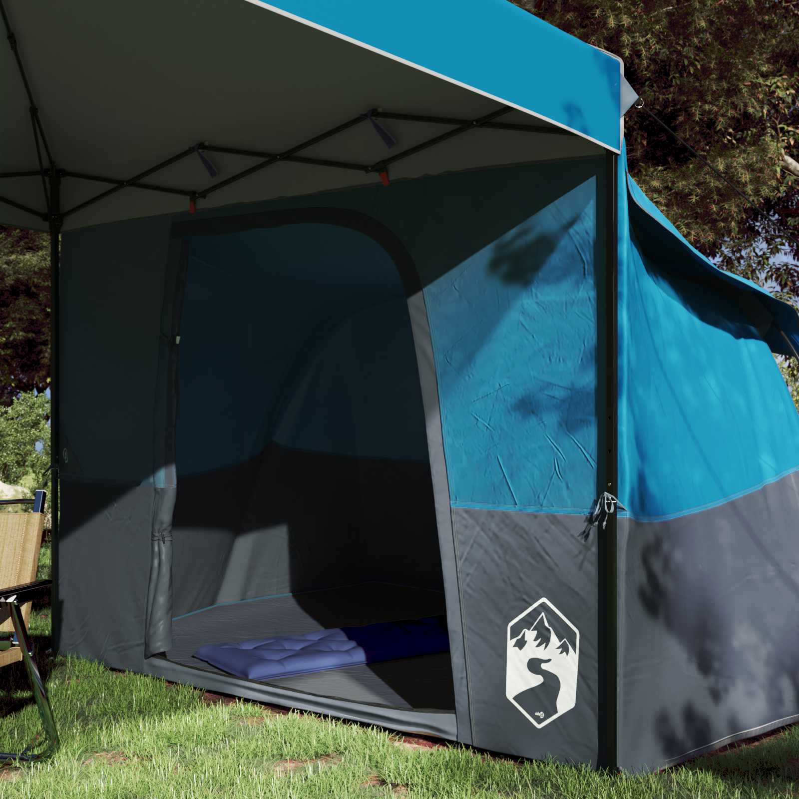 Camping-Zelt-Set mit Dach 2 pcs Blau Taffeta und Stoff