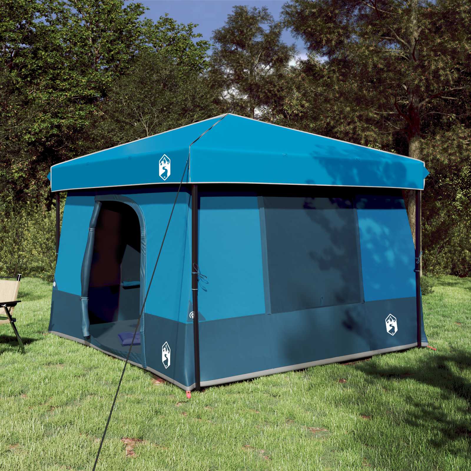 Camping-Zelt-Set mit Dach 2 pcs Blau Taffeta und Stoff
