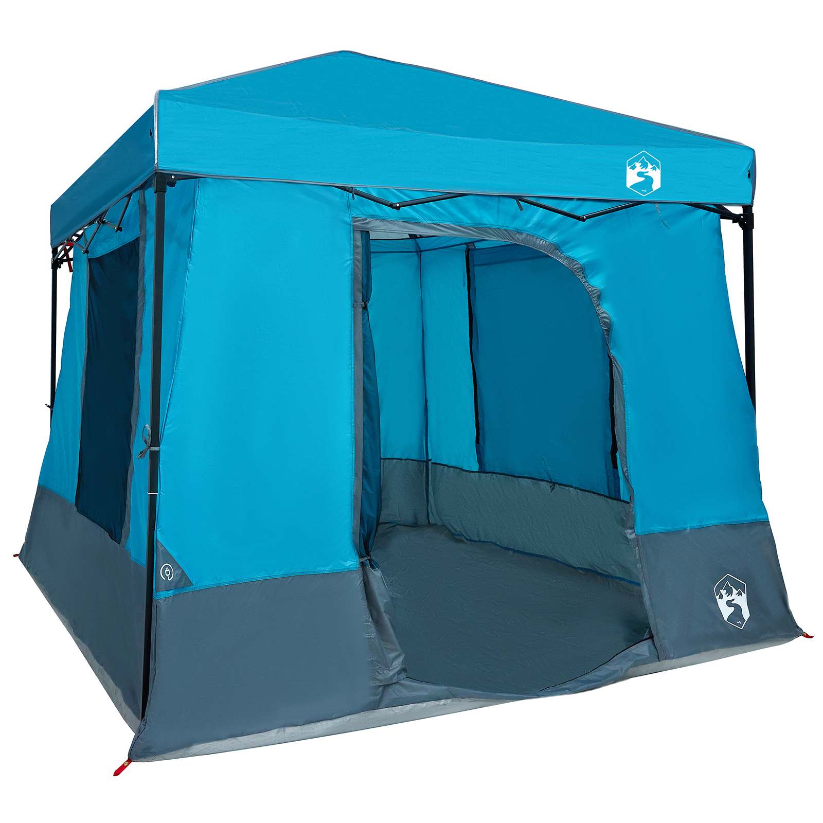 Camping-Zelt-Set mit Dach 2 pcs Blau Taffeta und Stoff