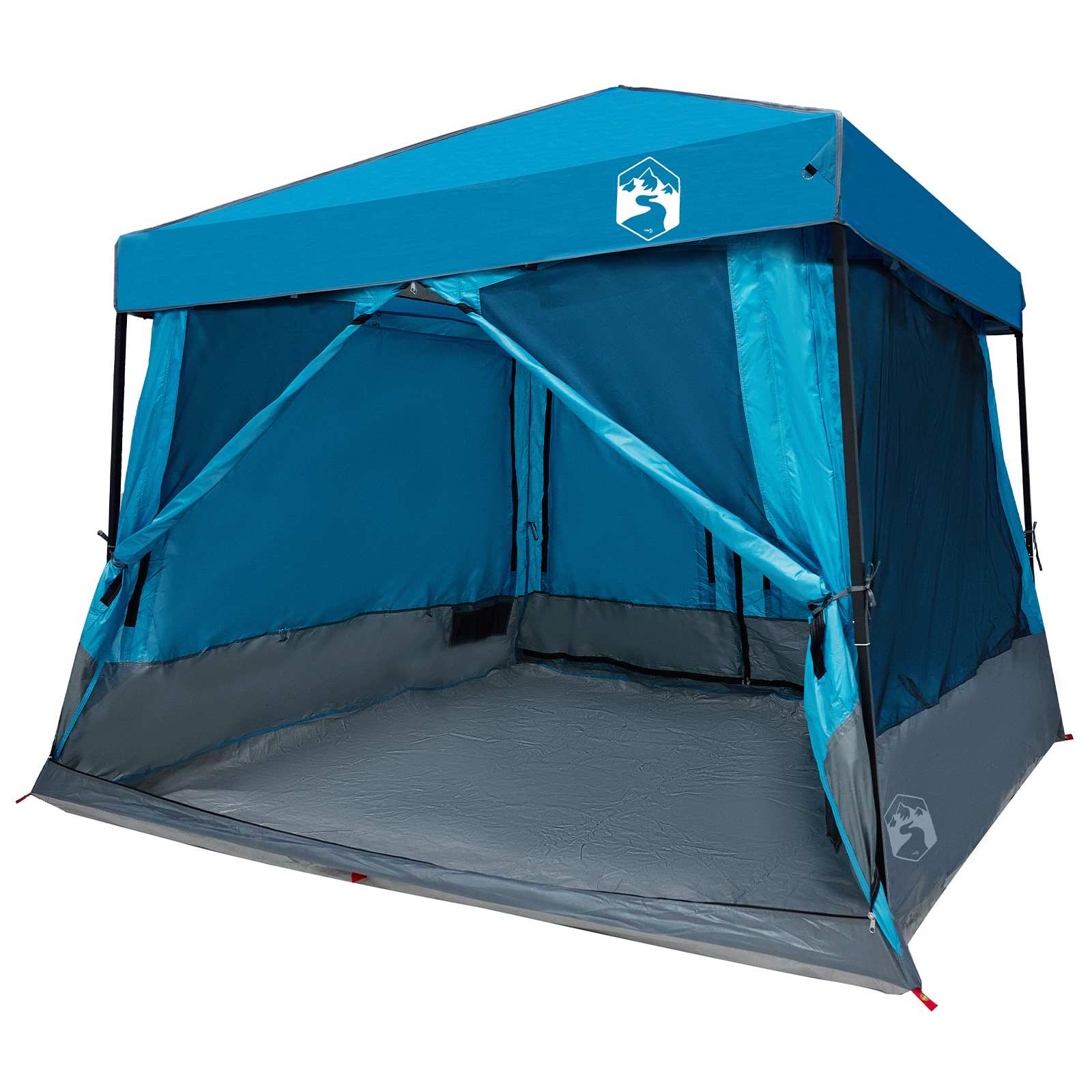 Camping-Zelt-Set mit Dach 2 pcs Blau Taffeta und Stoff