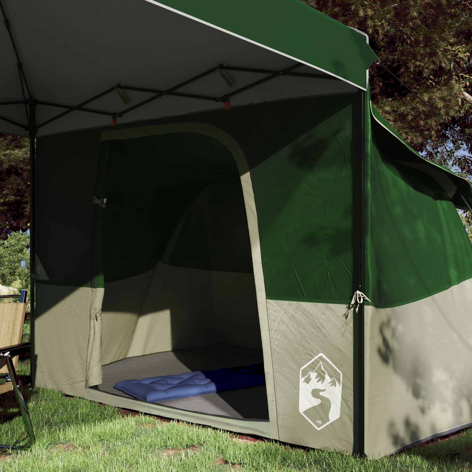 Camping-Zelt-Set mit Dach 2 pcs Grün Taffeta und Stoff