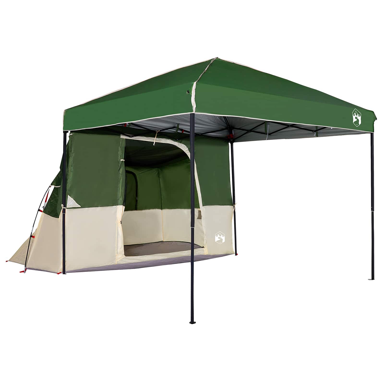 Camping-Zelt-Set mit Dach 2 pcs Grün Taffeta und Stoff