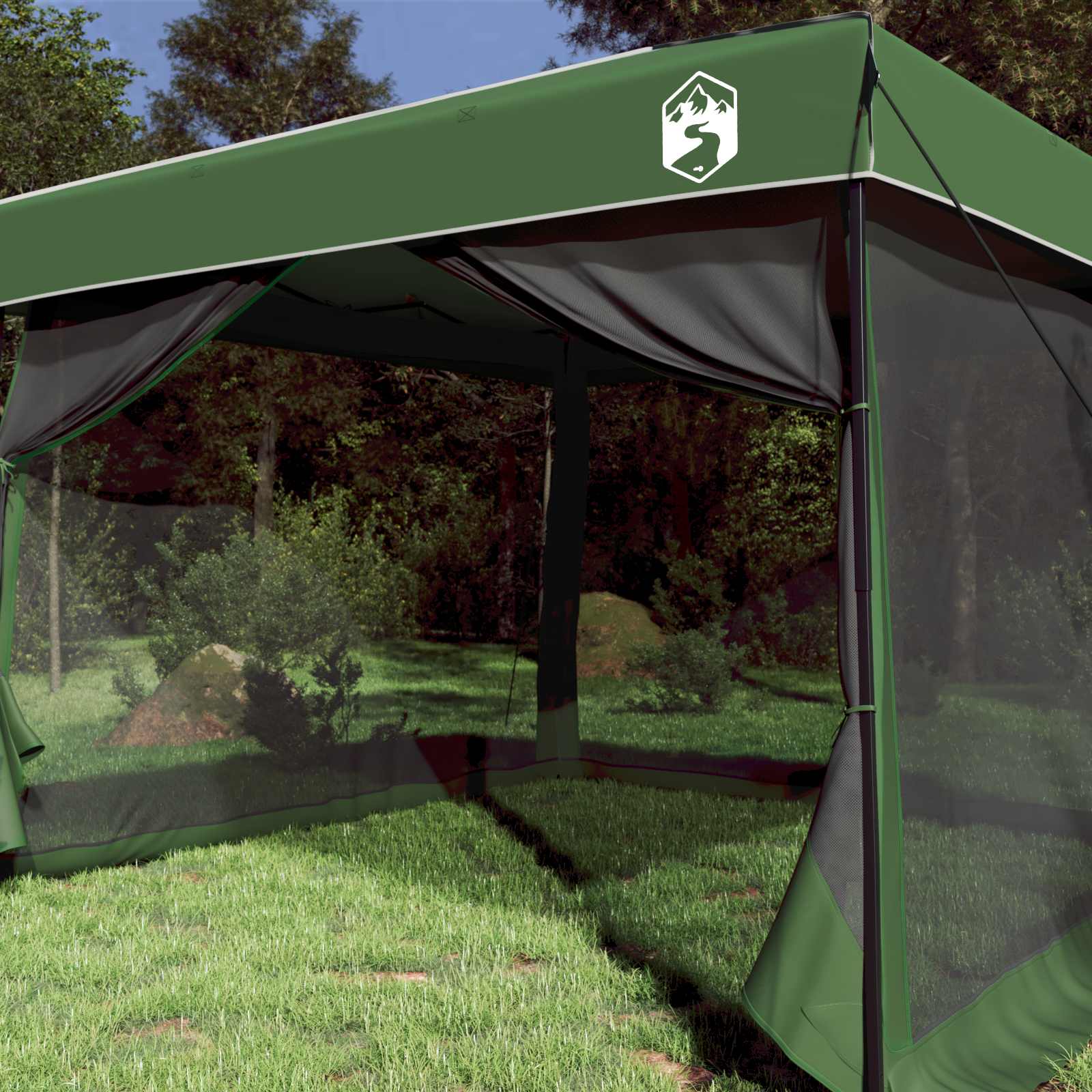 Camping-Zelt-Set mit Dach 2 pcs Grün Taffeta und Stoff