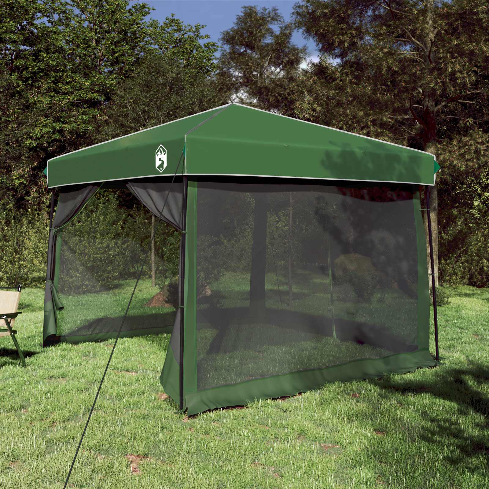 Camping-Zelt-Set mit Dach 2 pcs Grün Taffeta und Stoff