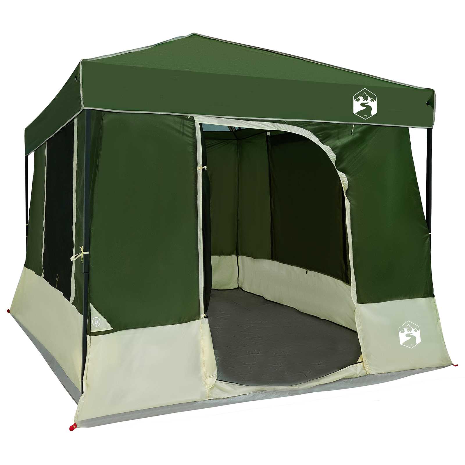 Camping-Zelt-Set mit Dach 2 pcs Grün Taffeta und Stoff