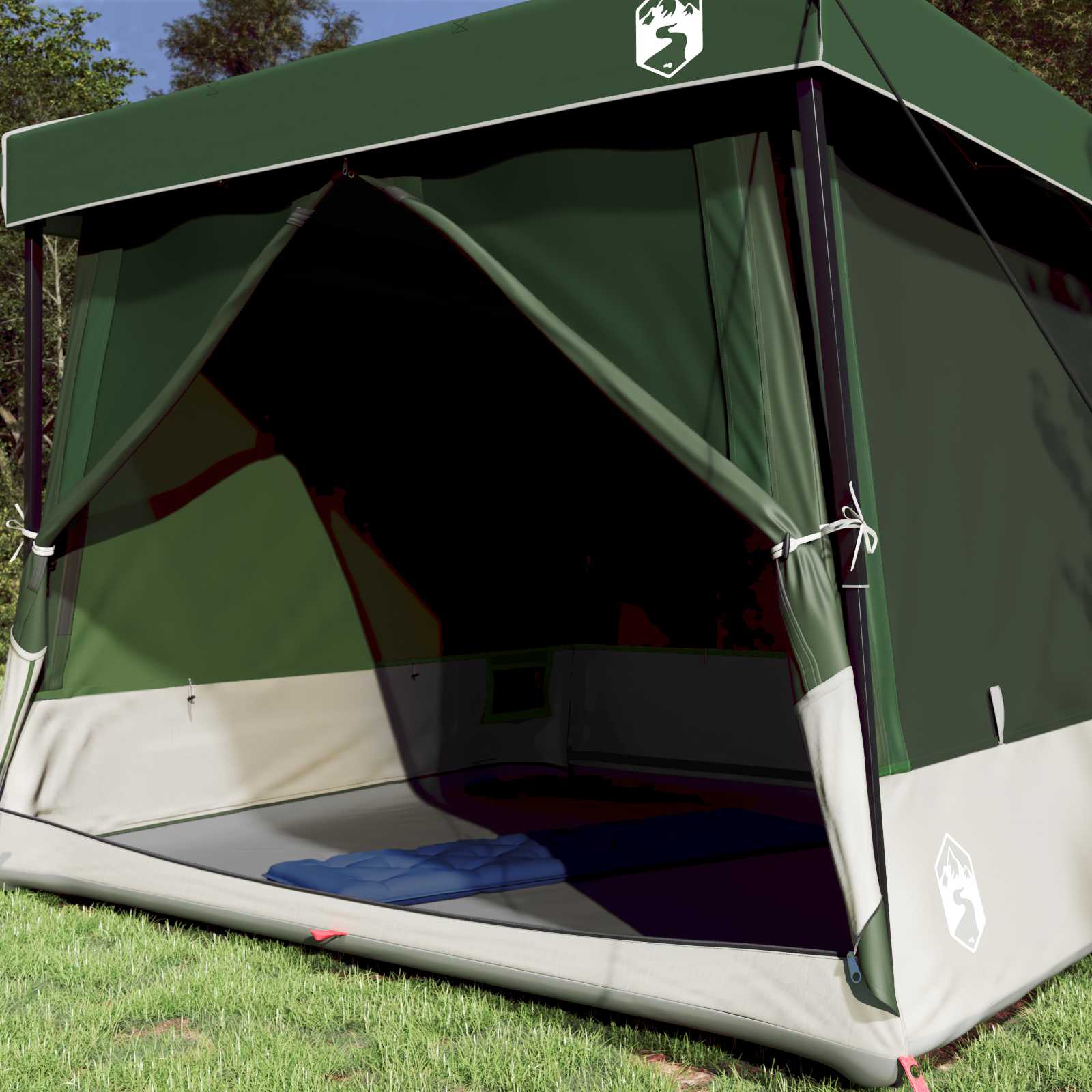 Camping-Zelt-Set mit Dach 2 pcs Grün Taffeta und Stoff