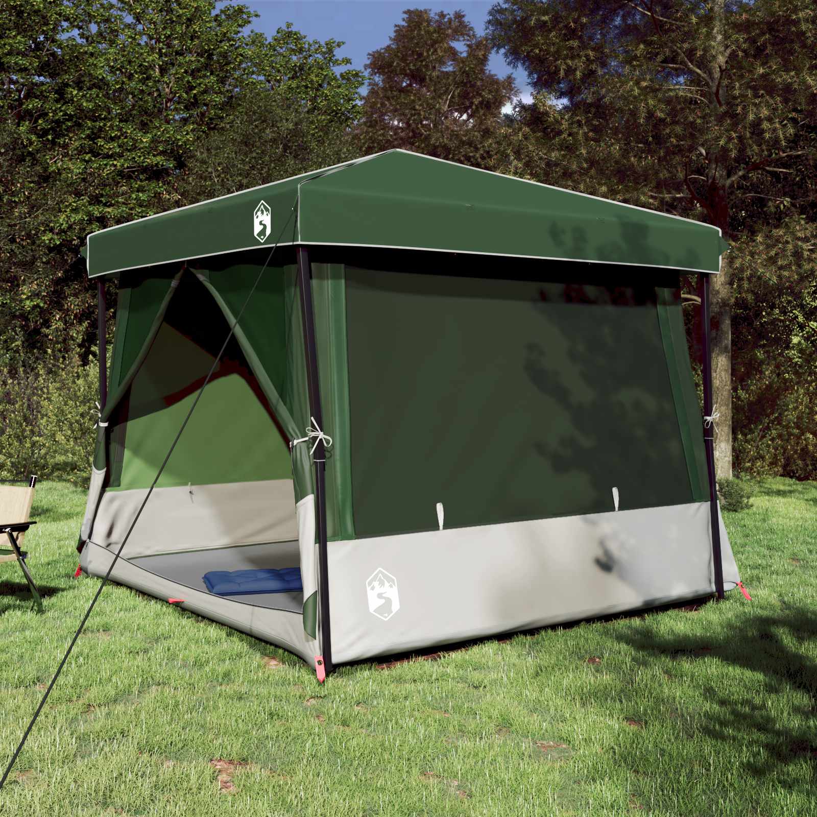 Camping-Zelt-Set mit Dach 2 pcs Grün Taffeta und Stoff