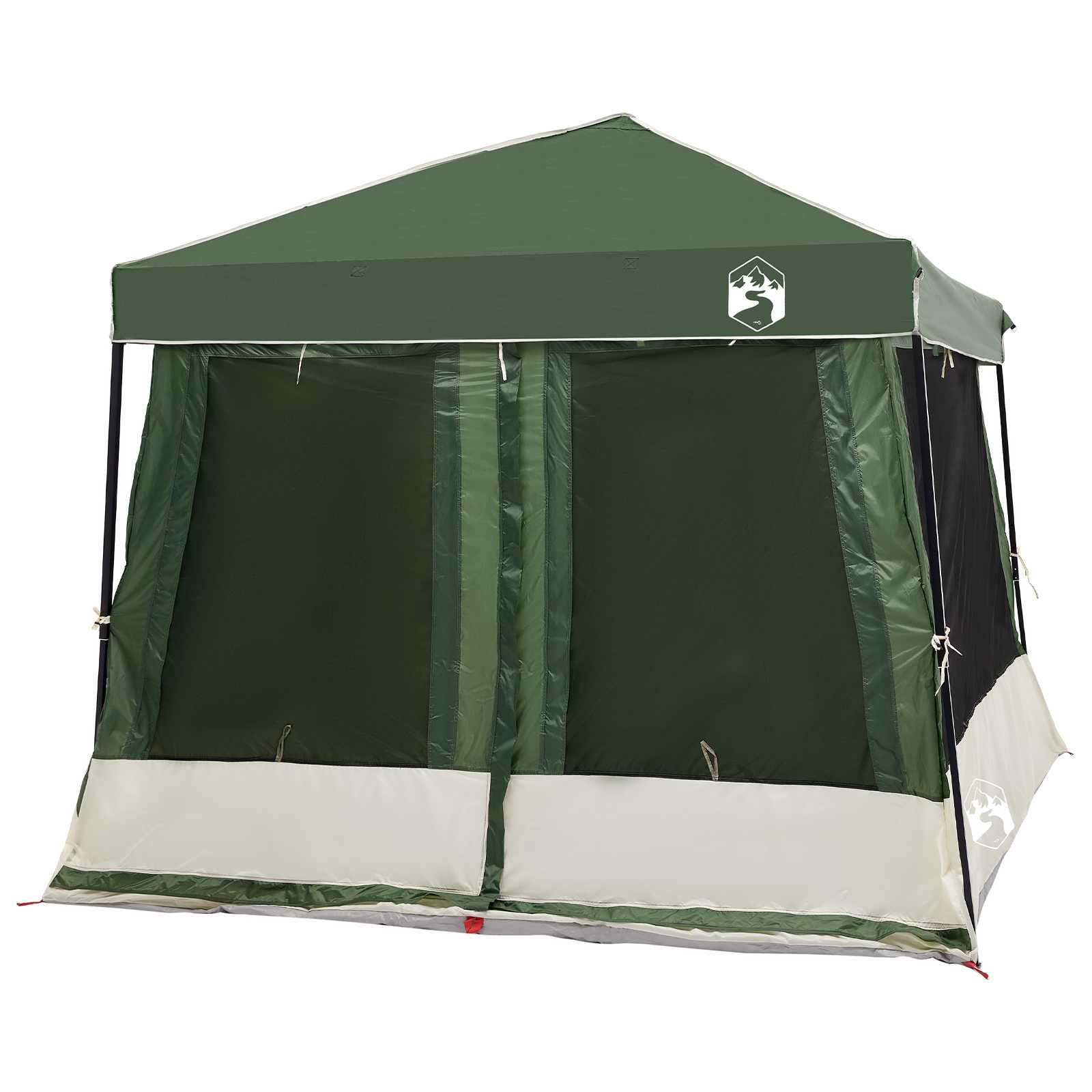 Camping-Zelt-Set mit Dach 2 pcs Grün Taffeta und Stoff
