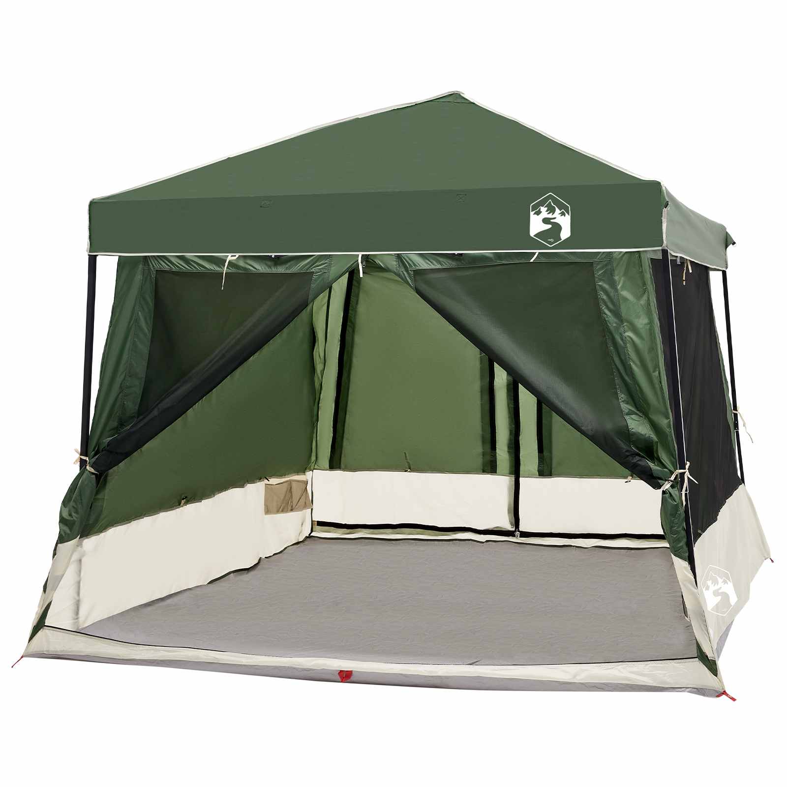 Camping-Zelt-Set mit Dach 2 pcs Grün Taffeta und Stoff