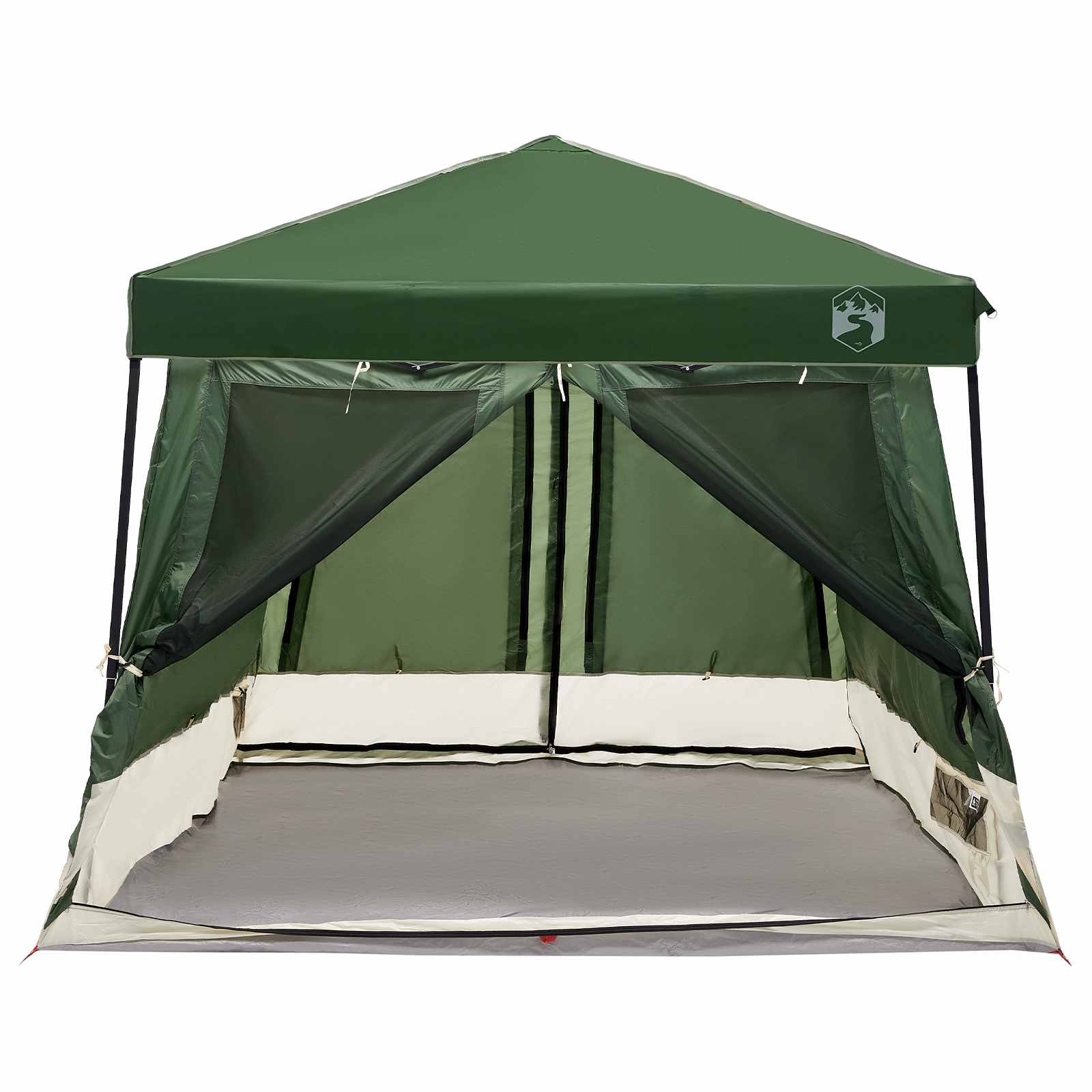 Camping-Zelt-Set mit Dach 2 pcs Grün Taffeta und Stoff
