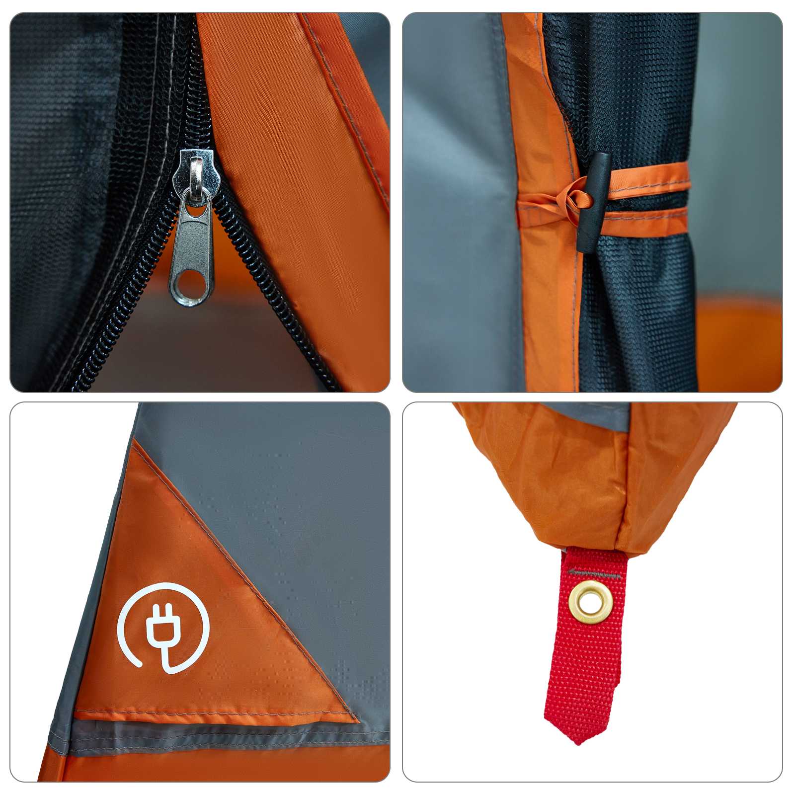 Camping-Zelt-Set mit Dach 2 pcs Orange Taffeta und Stoff