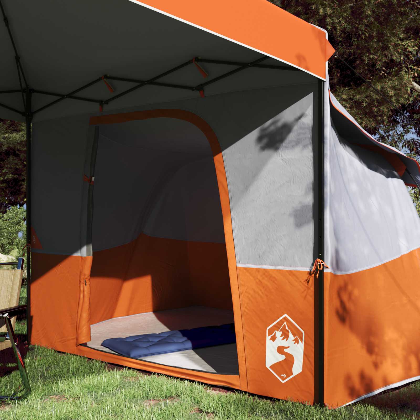 Camping-Zelt-Set mit Dach 2 pcs Orange Taffeta und Stoff