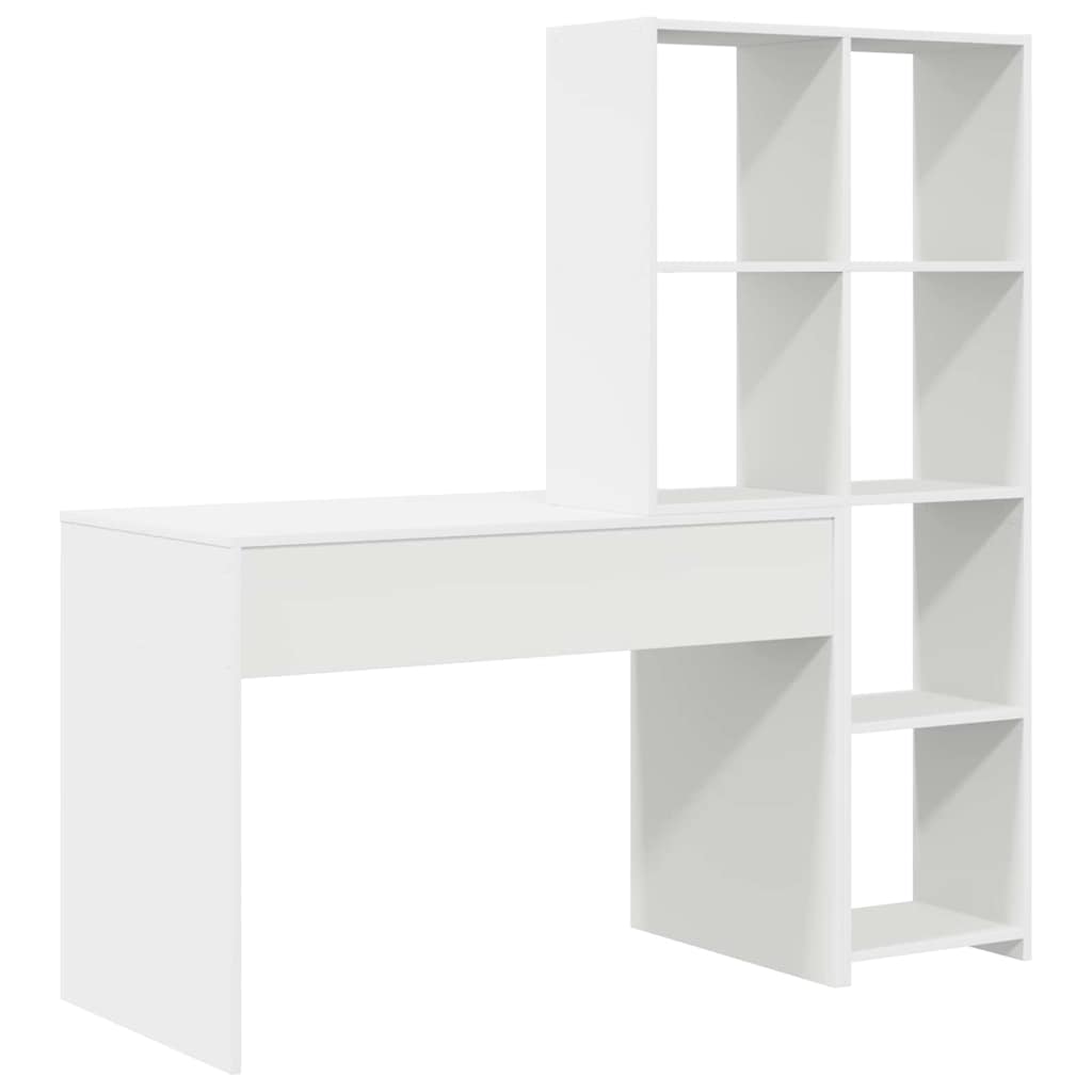 Schreibtisch mit Regal Weiß 138,5 x 55 x 143 cm Holzwerkstoff