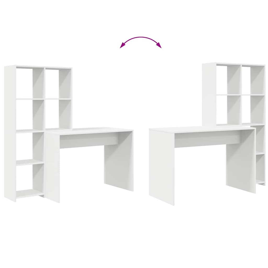 Schreibtisch mit Regal Weiß 138,5 x 55 x 143 cm Holzwerkstoff