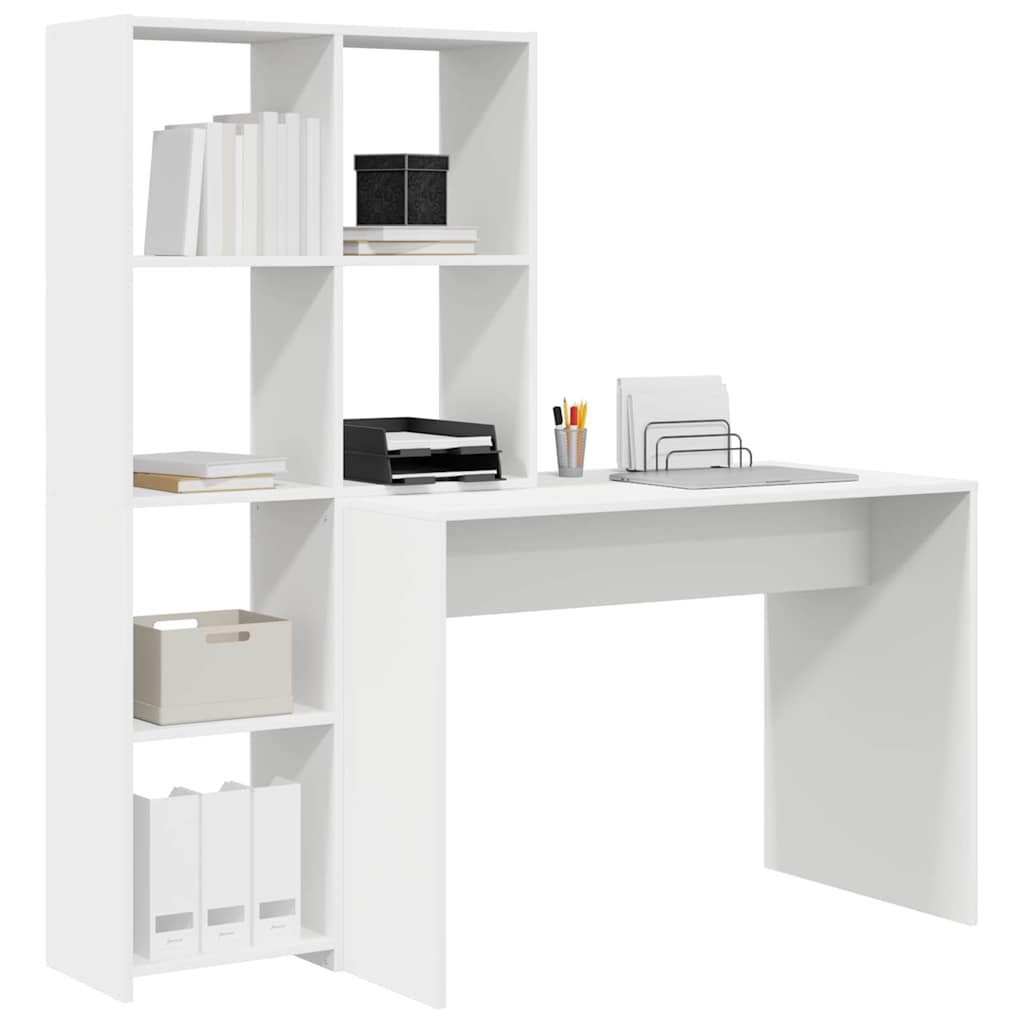 Schreibtisch mit Regal Weiß 138,5 x 55 x 143 cm Holzwerkstoff