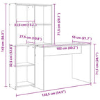 Schreibtisch mit Regal Weiß 138,5 x 55 x 143 cm Holzwerkstoff