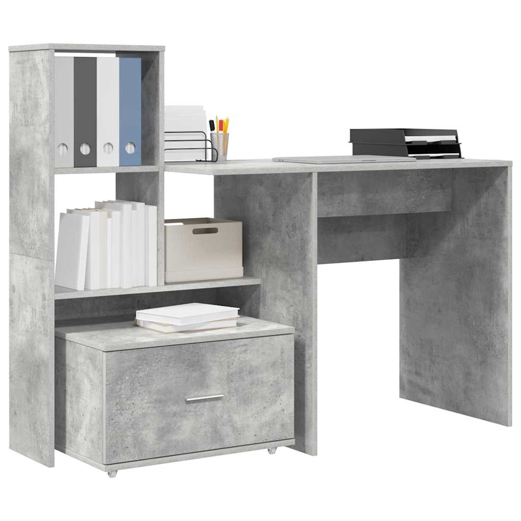 Schreibtisch Beton Grau 131,5 x 50 x 106,5 cm Holzwerkstoff