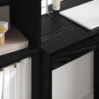 Schreibtisch mit Schubladen 2 pcs Schwarz Eichen-Optik