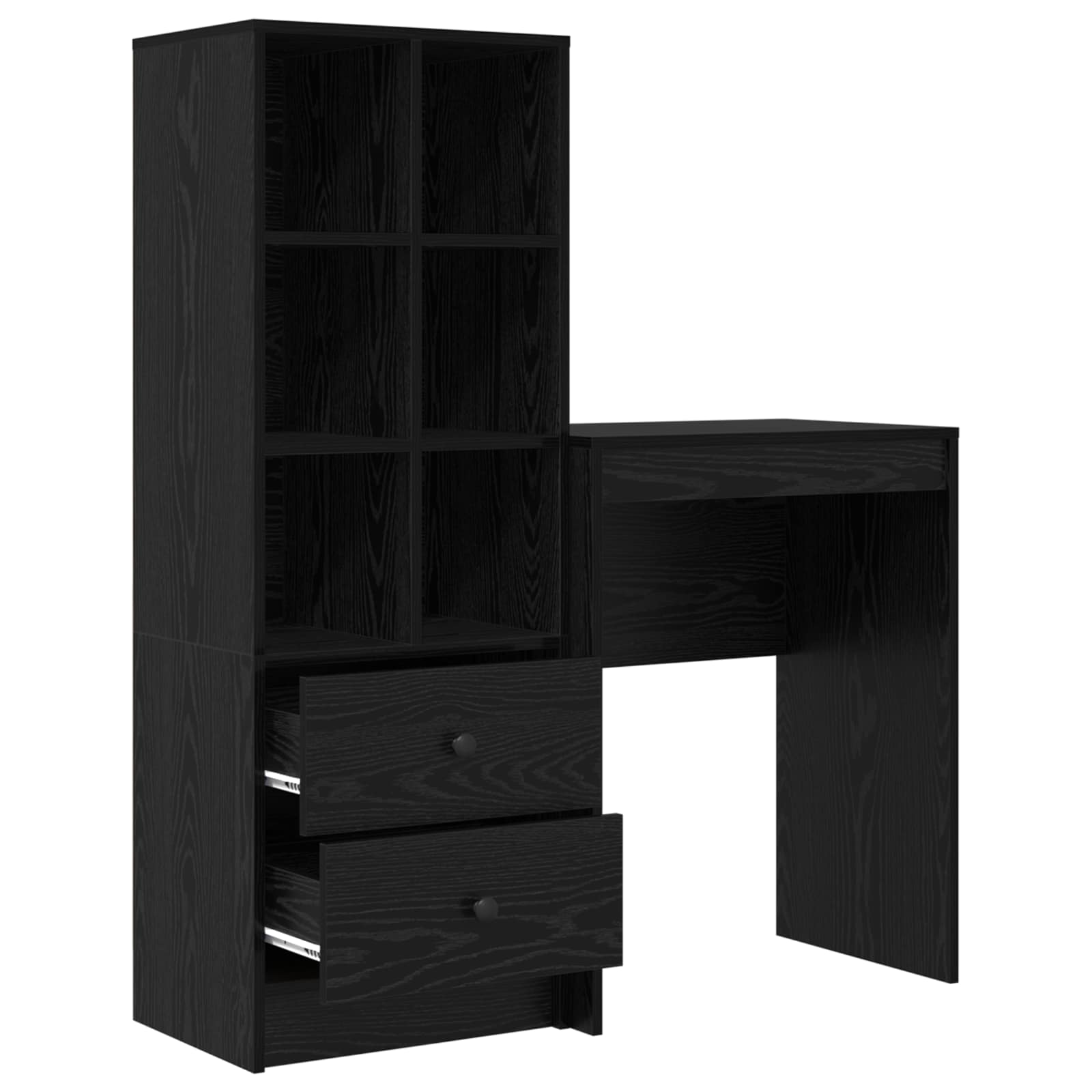 Schreibtisch mit Schubladen 2 pcs Schwarz Eichen-Optik