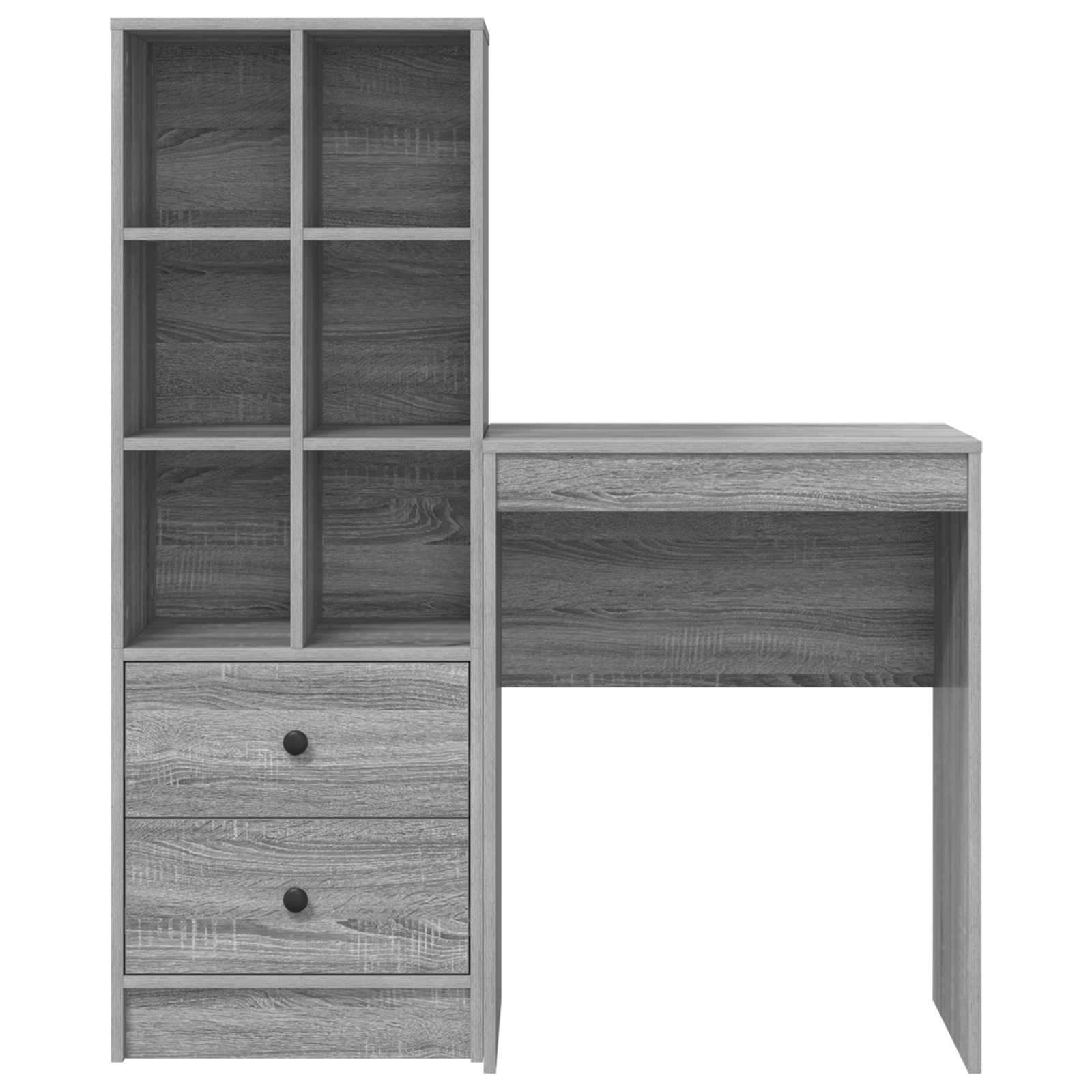 Schreibtisch mit Schubladen mit Regal 2 pcs Graues Sonoma