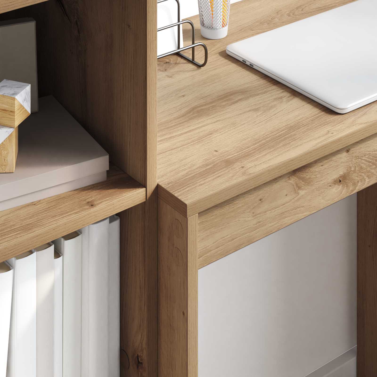 Schreibtisch mit Schubladen mit Regal 2 pcs Artisan-Eiche