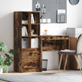 Schreibtisch mit Schubladen mit Regal 2 pcs Geräucherte Eiche
