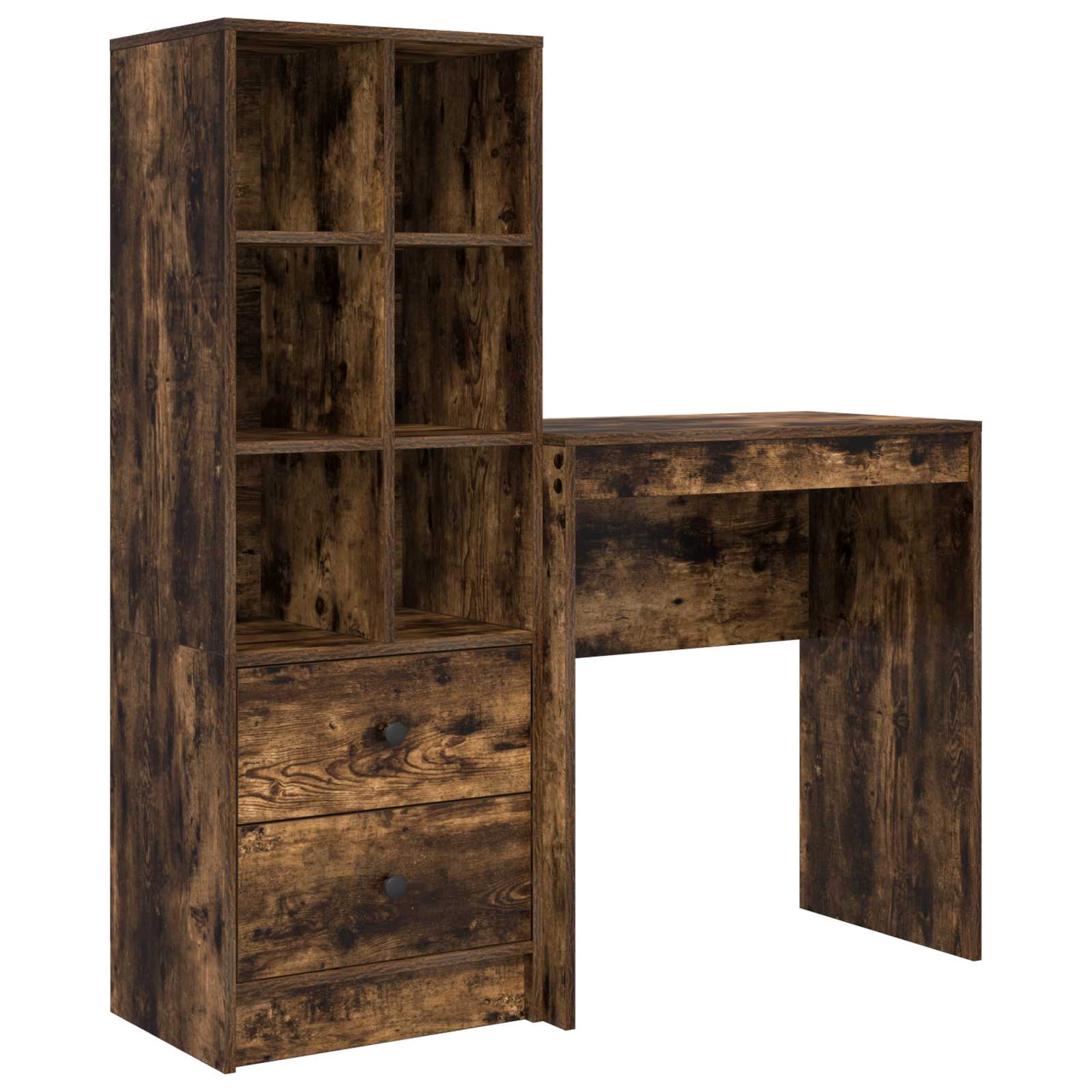 Schreibtisch mit Schubladen mit Regal 2 pcs Geräucherte Eiche