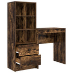 Schreibtisch mit Schubladen mit Regal 2 pcs Geräucherte Eiche