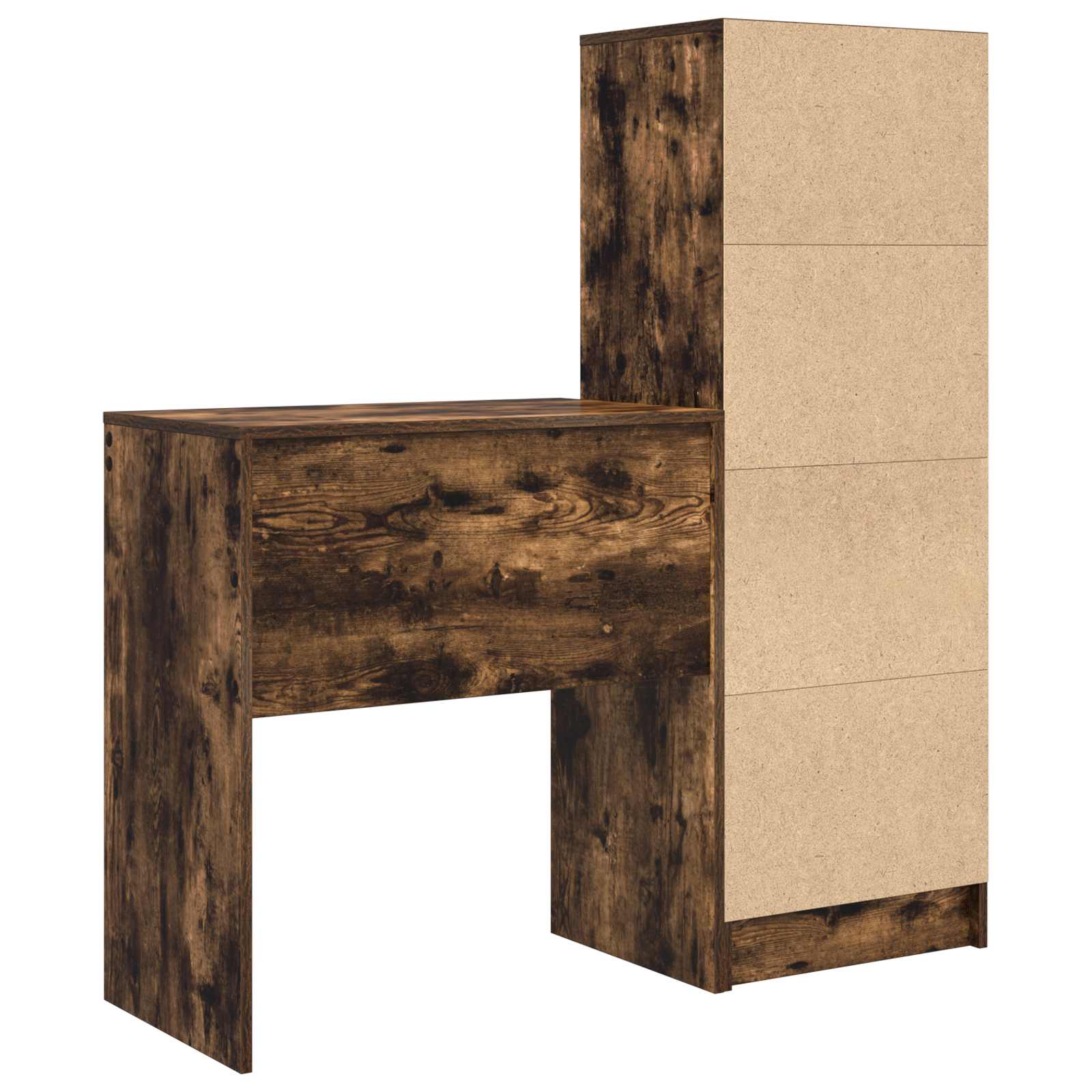 Schreibtisch mit Schubladen mit Regal 2 pcs Geräucherte Eiche