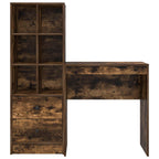 Schreibtisch mit Schubladen mit Regal 2 pcs Geräucherte Eiche