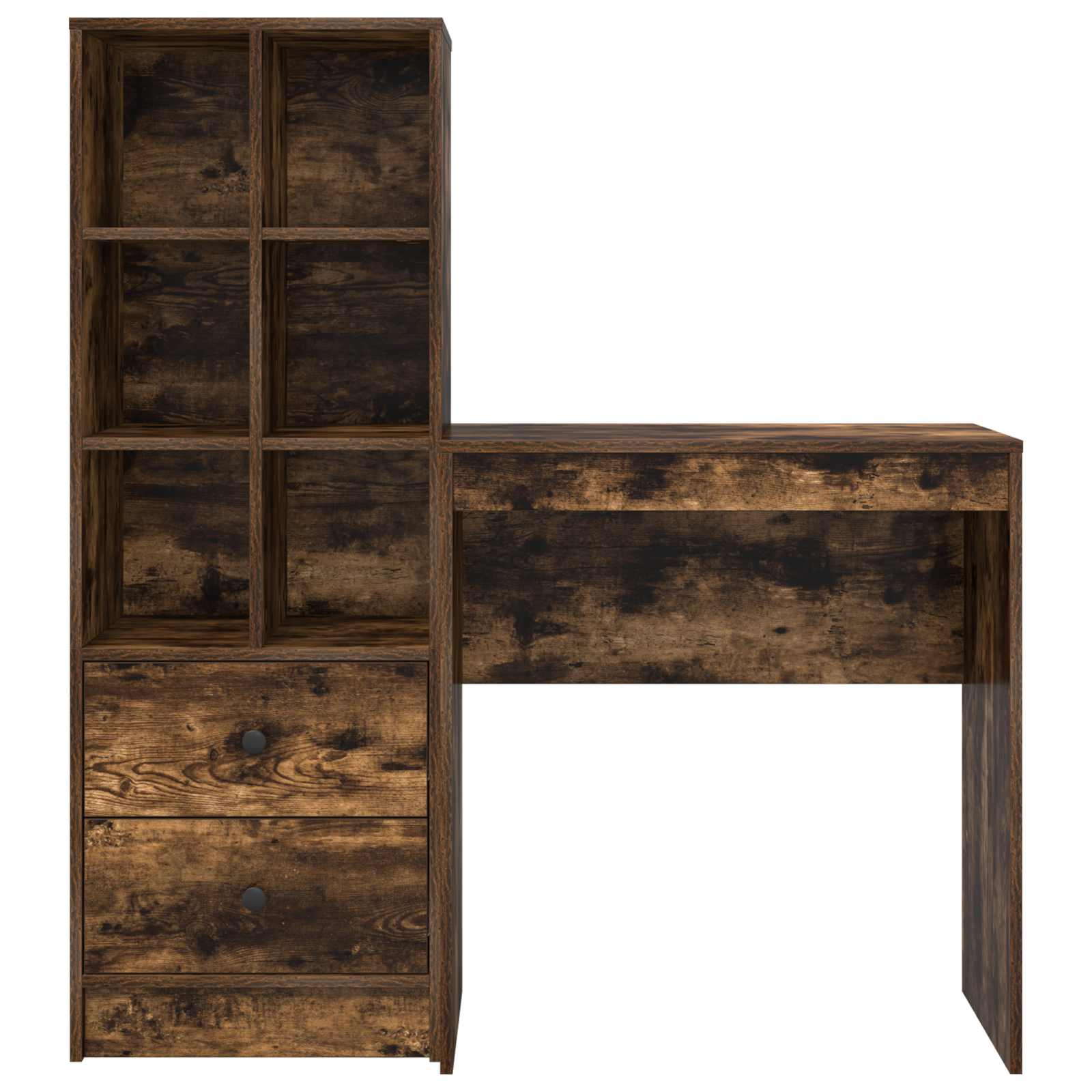 Schreibtisch mit Schubladen mit Regal 2 pcs Geräucherte Eiche