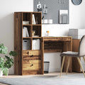 Schreibtisch mit Schubladen mit Regal 2 pcs Altholz