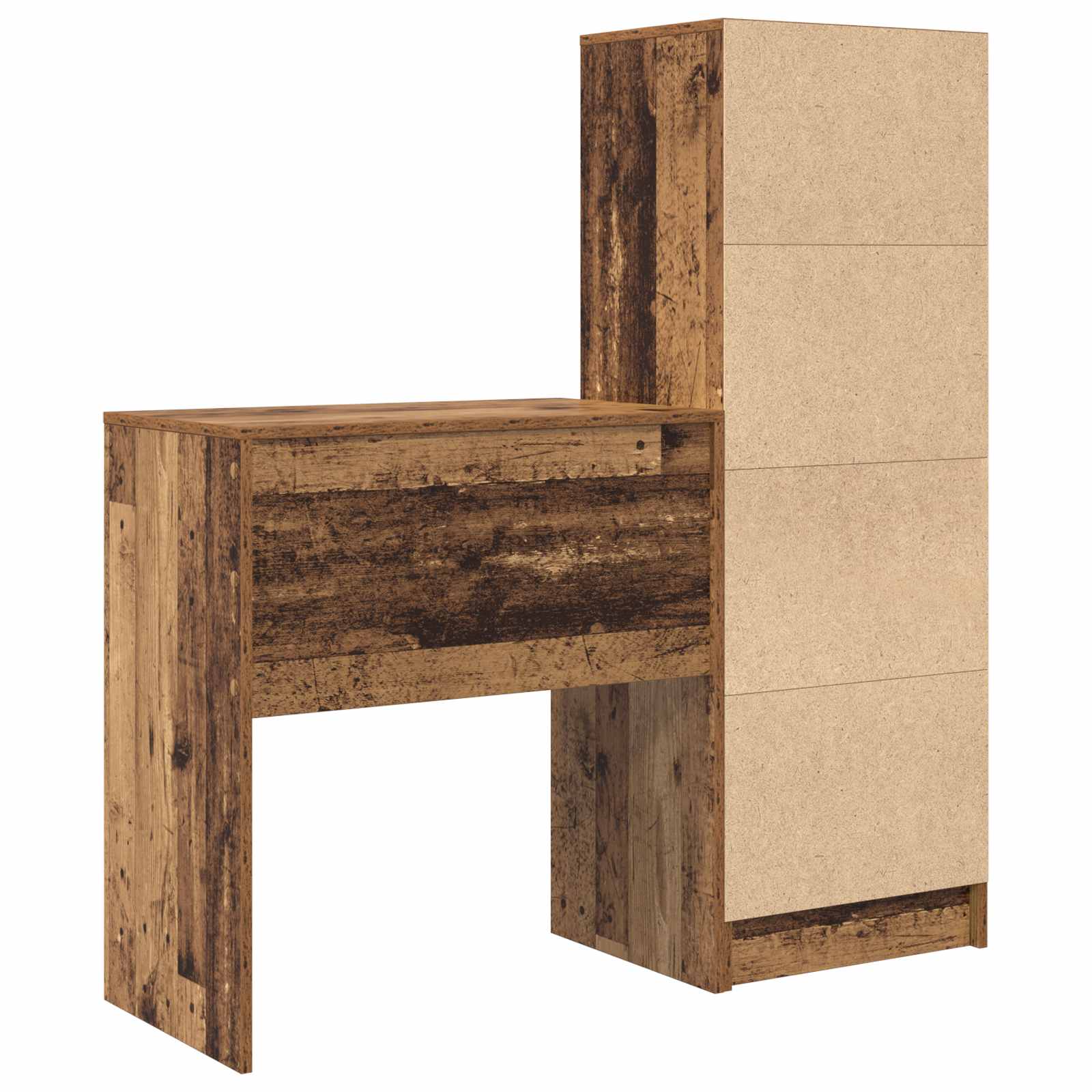 Schreibtisch mit Schubladen mit Regal 2 pcs Altholz