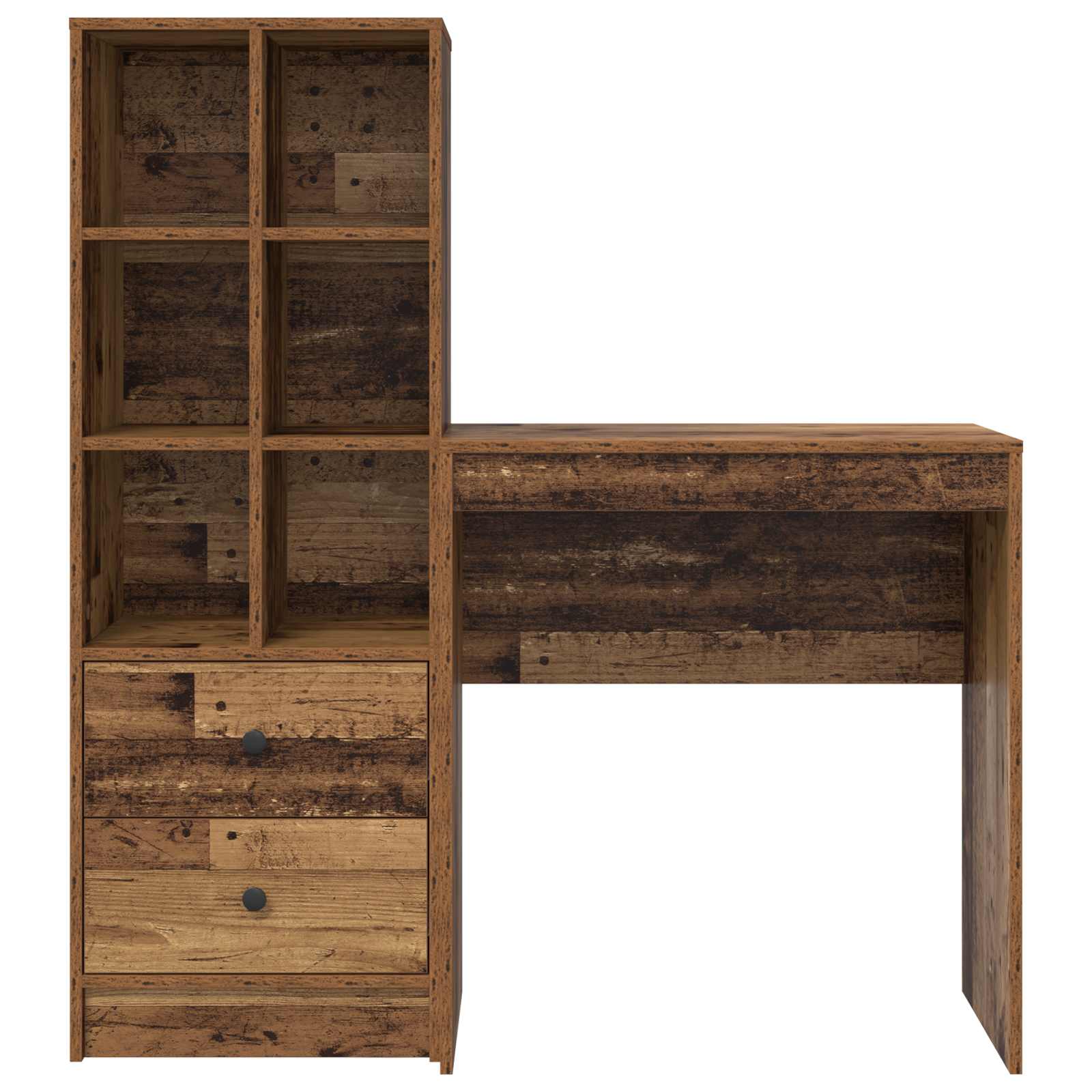 Schreibtisch mit Schubladen mit Regal 2 pcs Altholz
