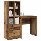 Schreibtisch mit Schubladen mit Regal 2 pcs Altholz