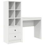Schreibtisch mit Schubladen mit Regal mit Speicher 2 pcs Weiß