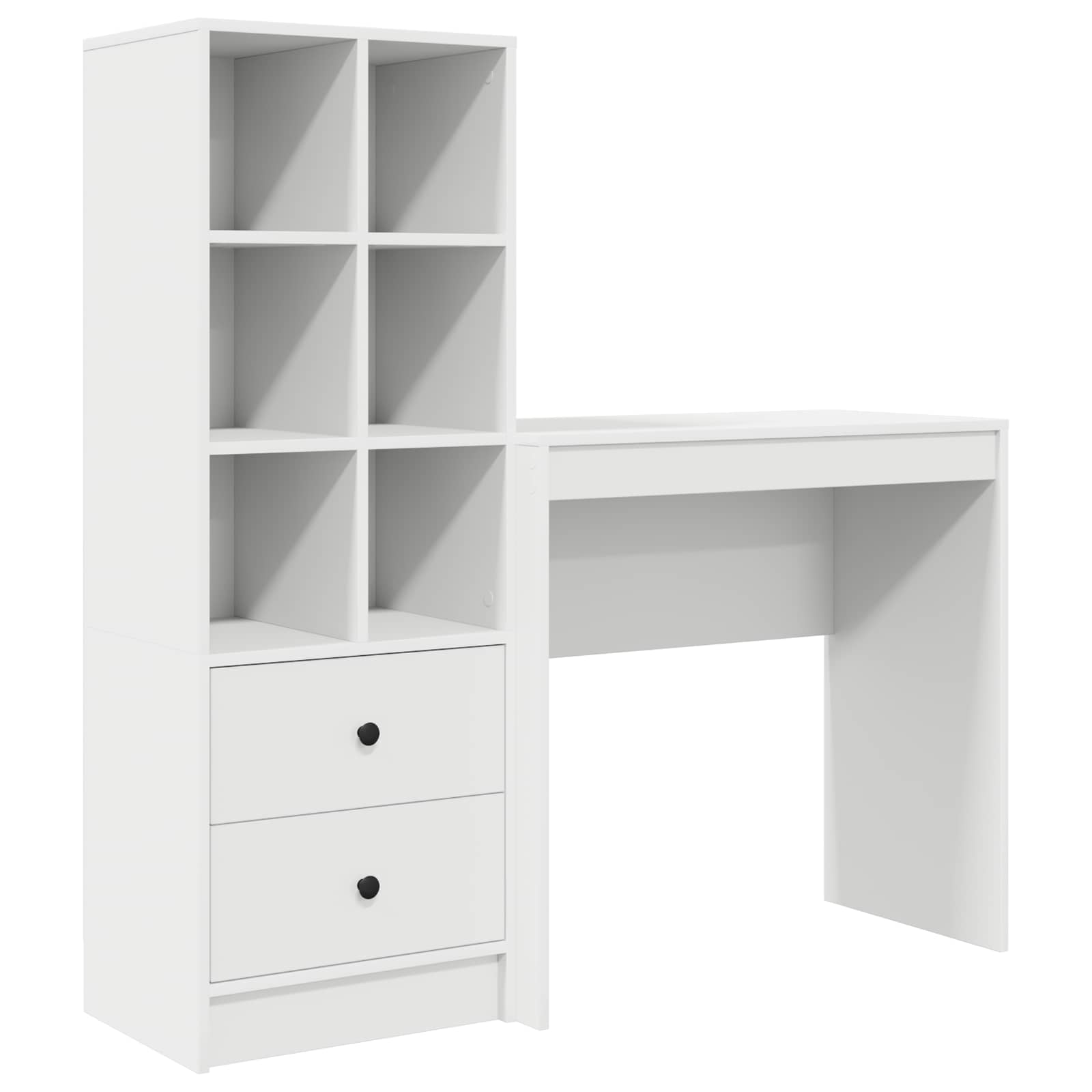 Schreibtisch mit Schubladen mit Regal mit Speicher 2 pcs Weiß