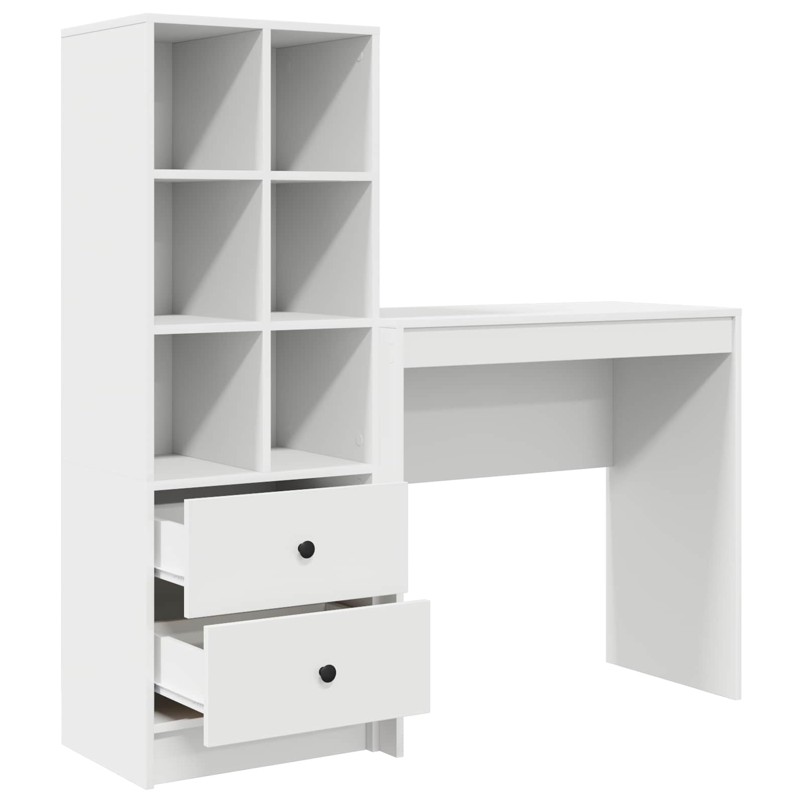 Schreibtisch mit Schubladen mit Regal mit Speicher 2 pcs Weiß