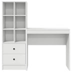 Schreibtisch mit Schubladen mit Regal mit Speicher 2 pcs Weiß