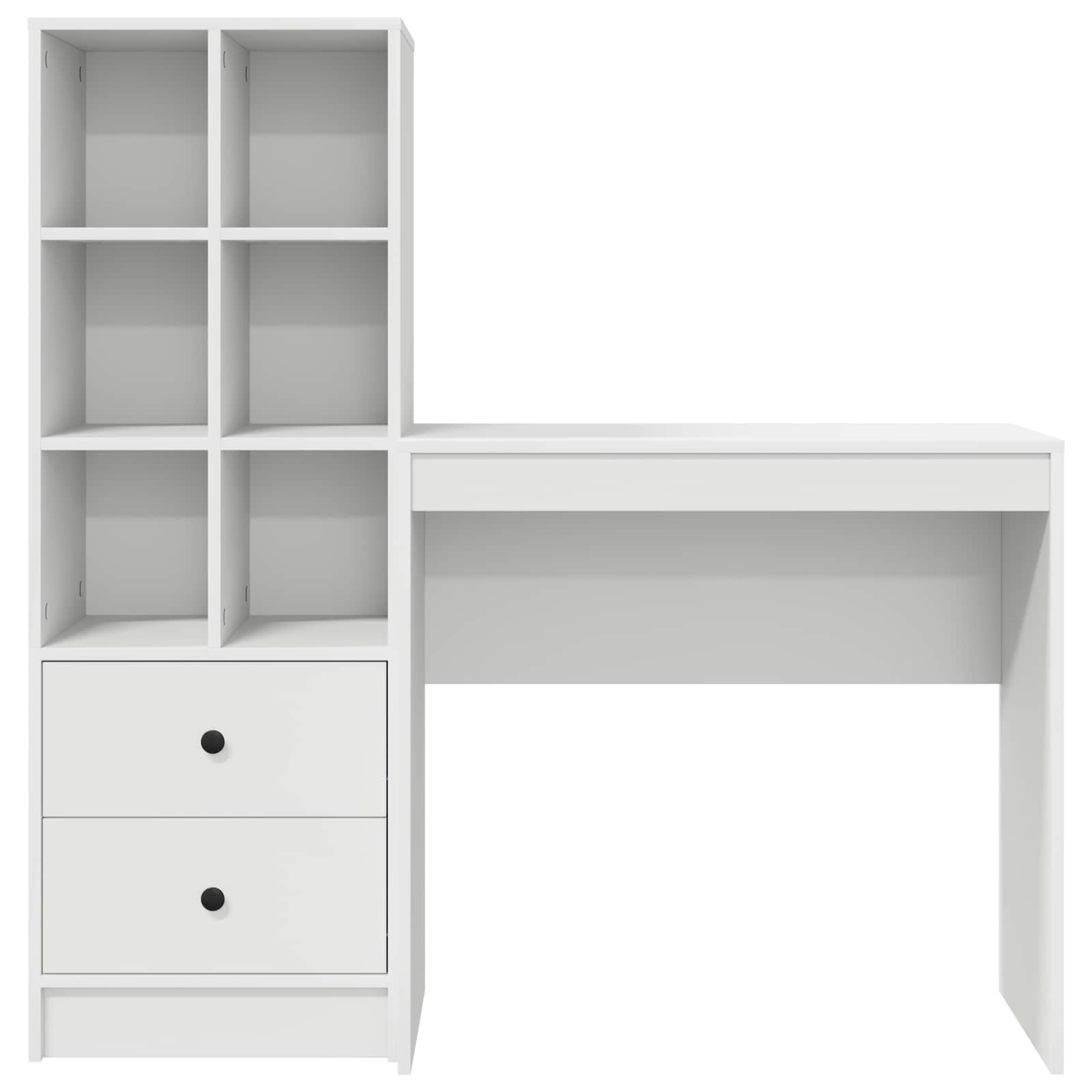 Schreibtisch mit Schubladen mit Regal mit Speicher 2 pcs Weiß