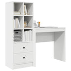 Schreibtisch mit Schubladen mit Regal mit Speicher 2 pcs Weiß