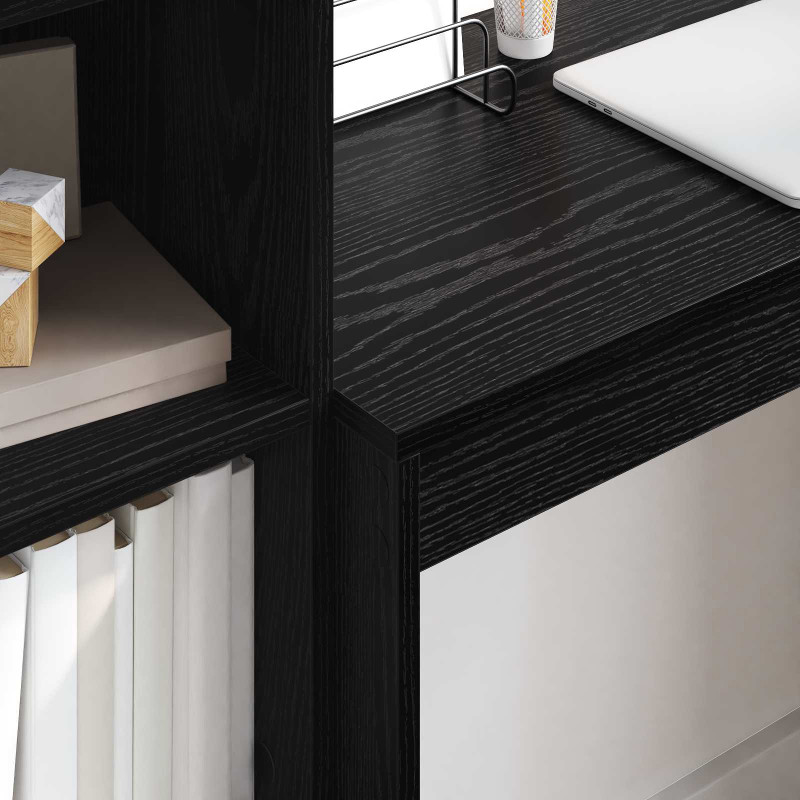 Schreibtisch mit Schubladen 2 pcs Schwarz Eichen-Optik