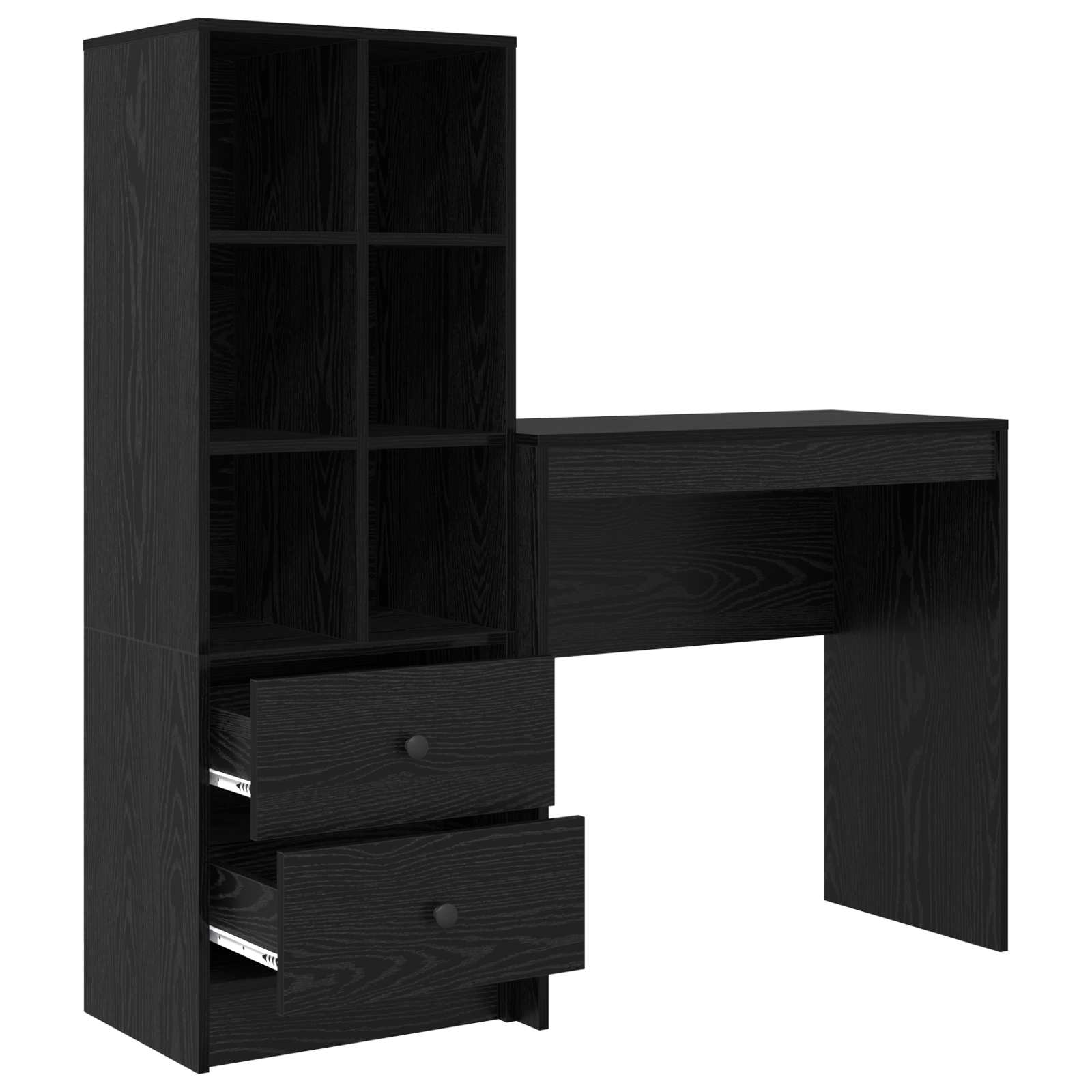 Schreibtisch mit Schubladen 2 pcs Schwarz Eichen-Optik