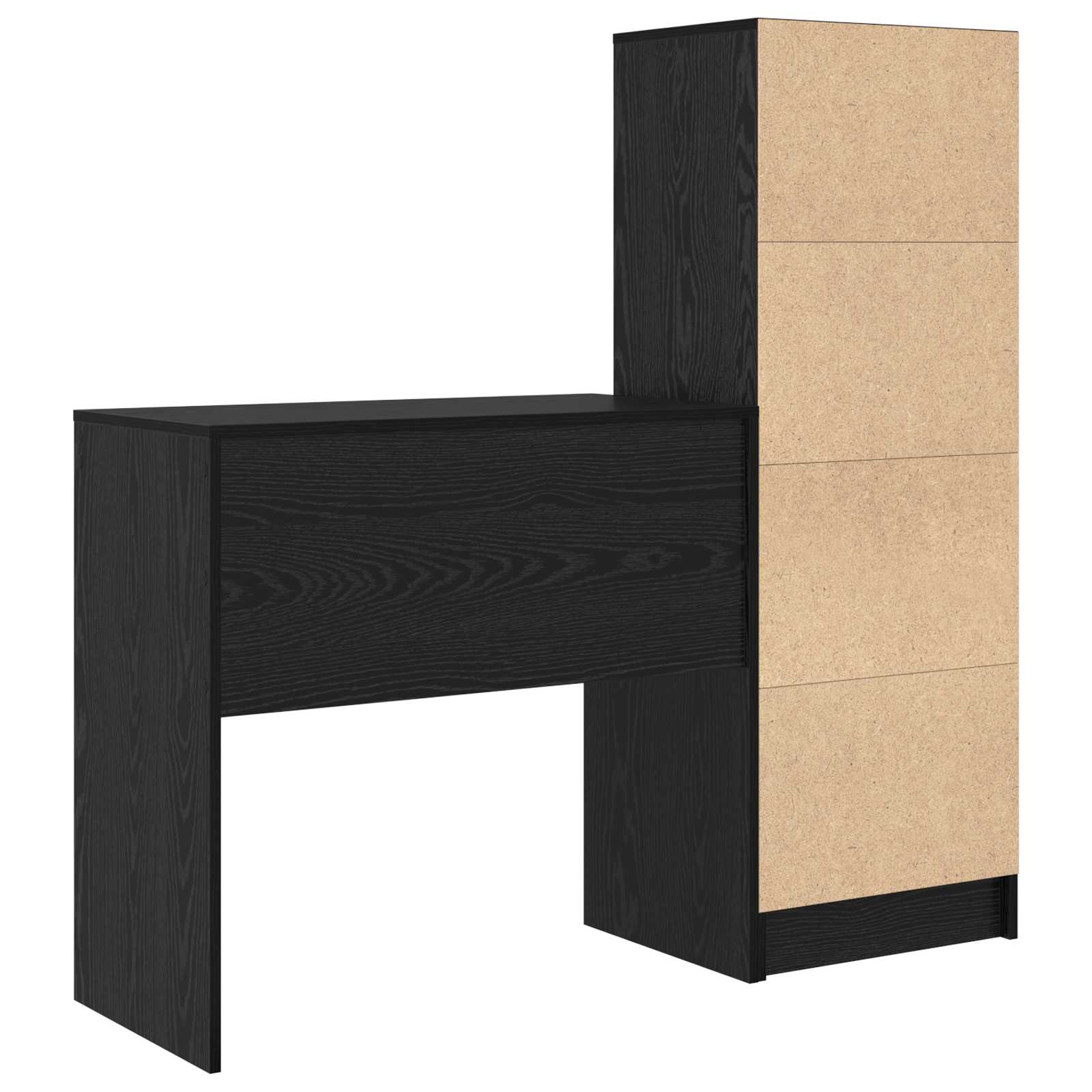 Schreibtisch mit Schubladen 2 pcs Schwarz Eichen-Optik